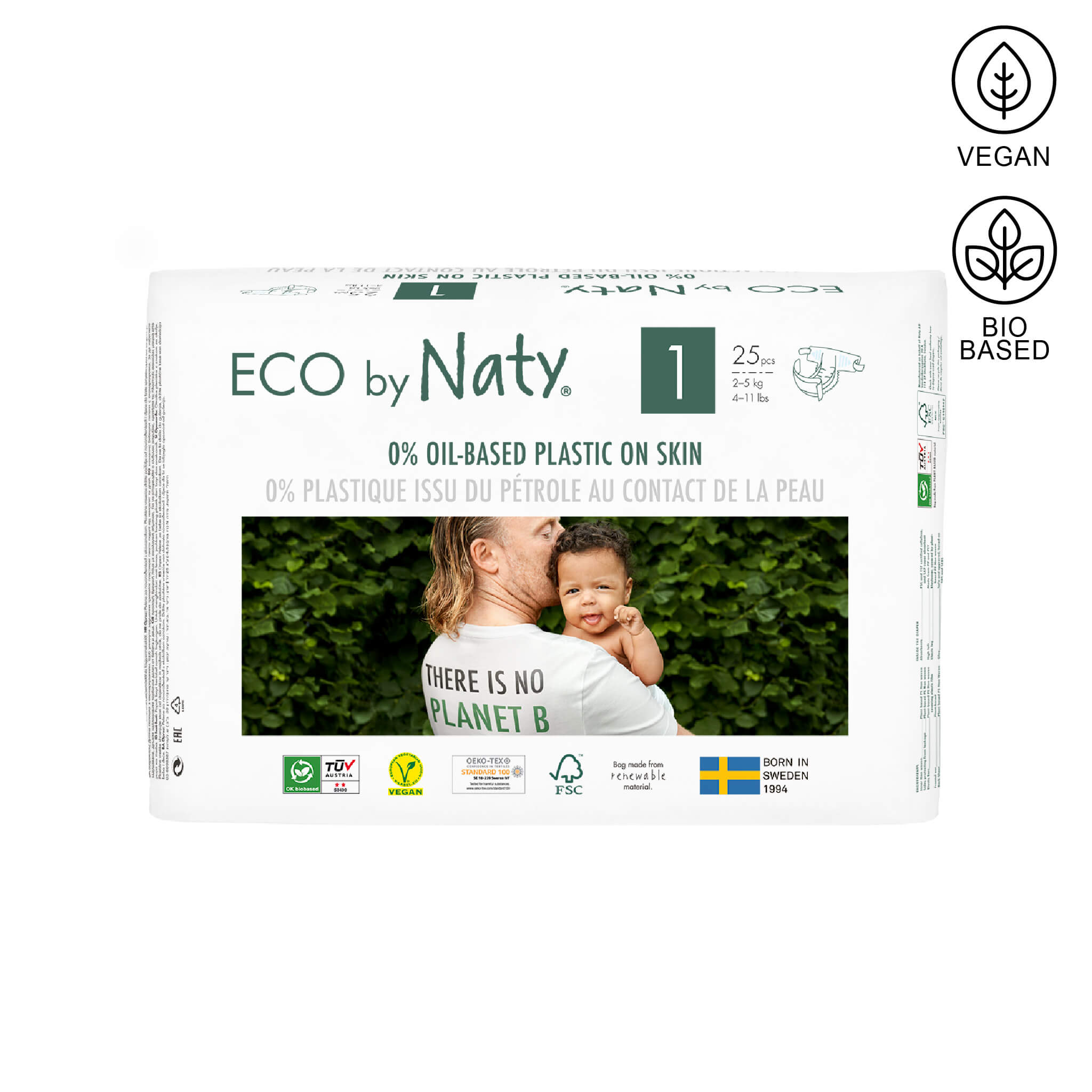Eco by Naty Size 1 diapers package of 25 units.