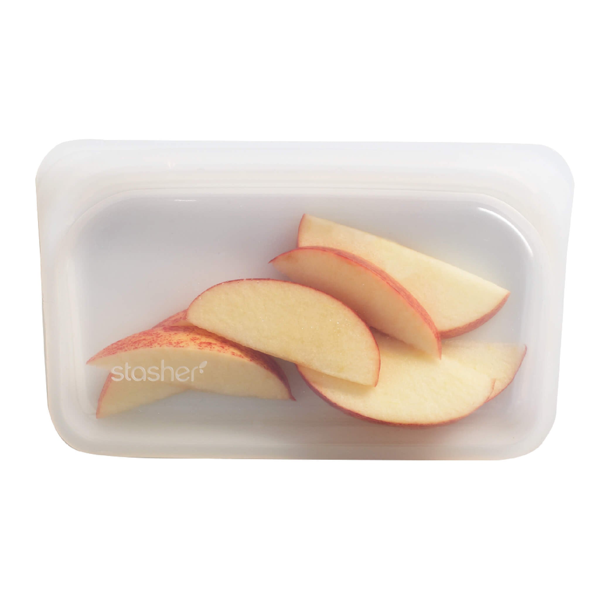 small clear stasher bag with apple