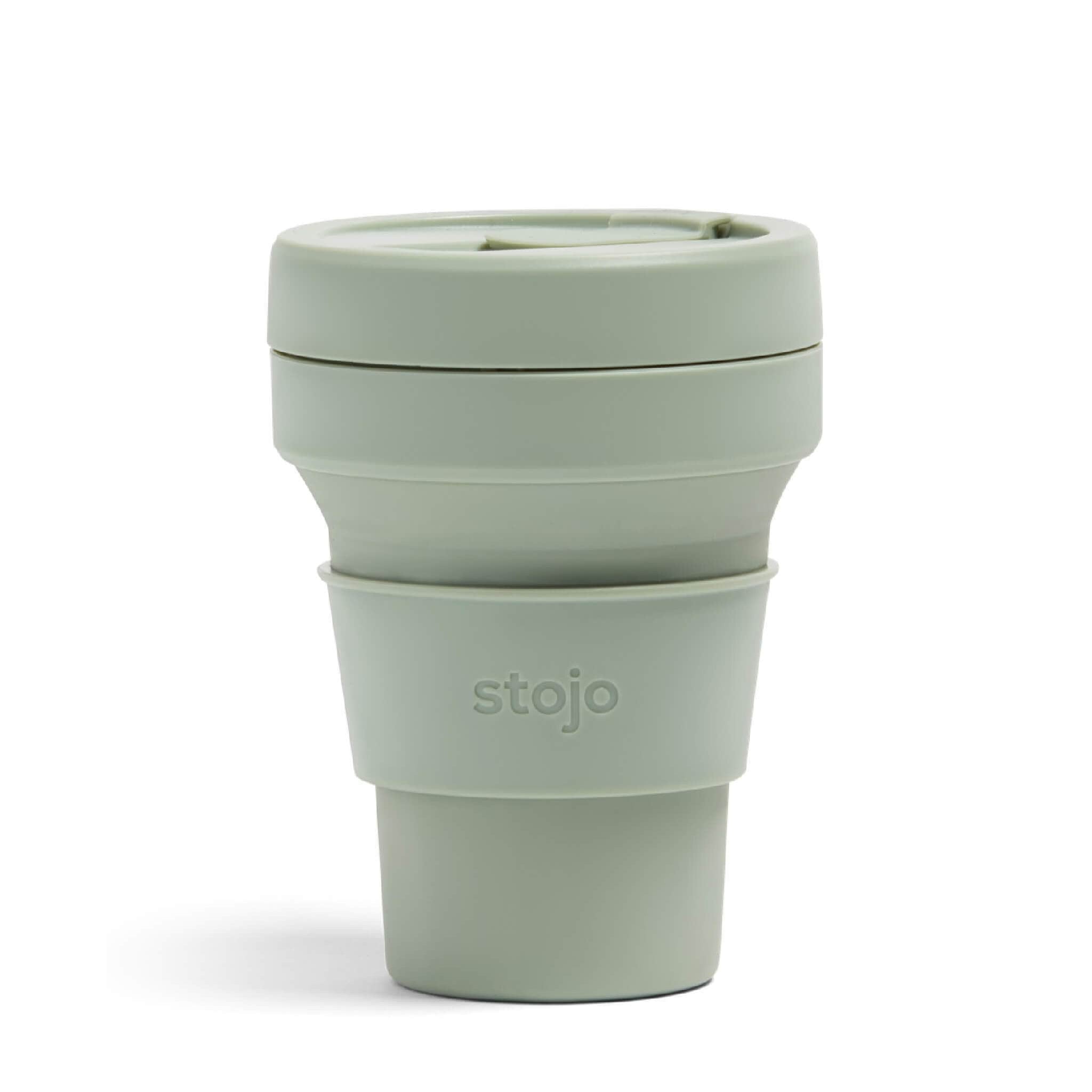 Vaso de silicona plegable Stojo de 12 onzas / 335ml de color sage verde