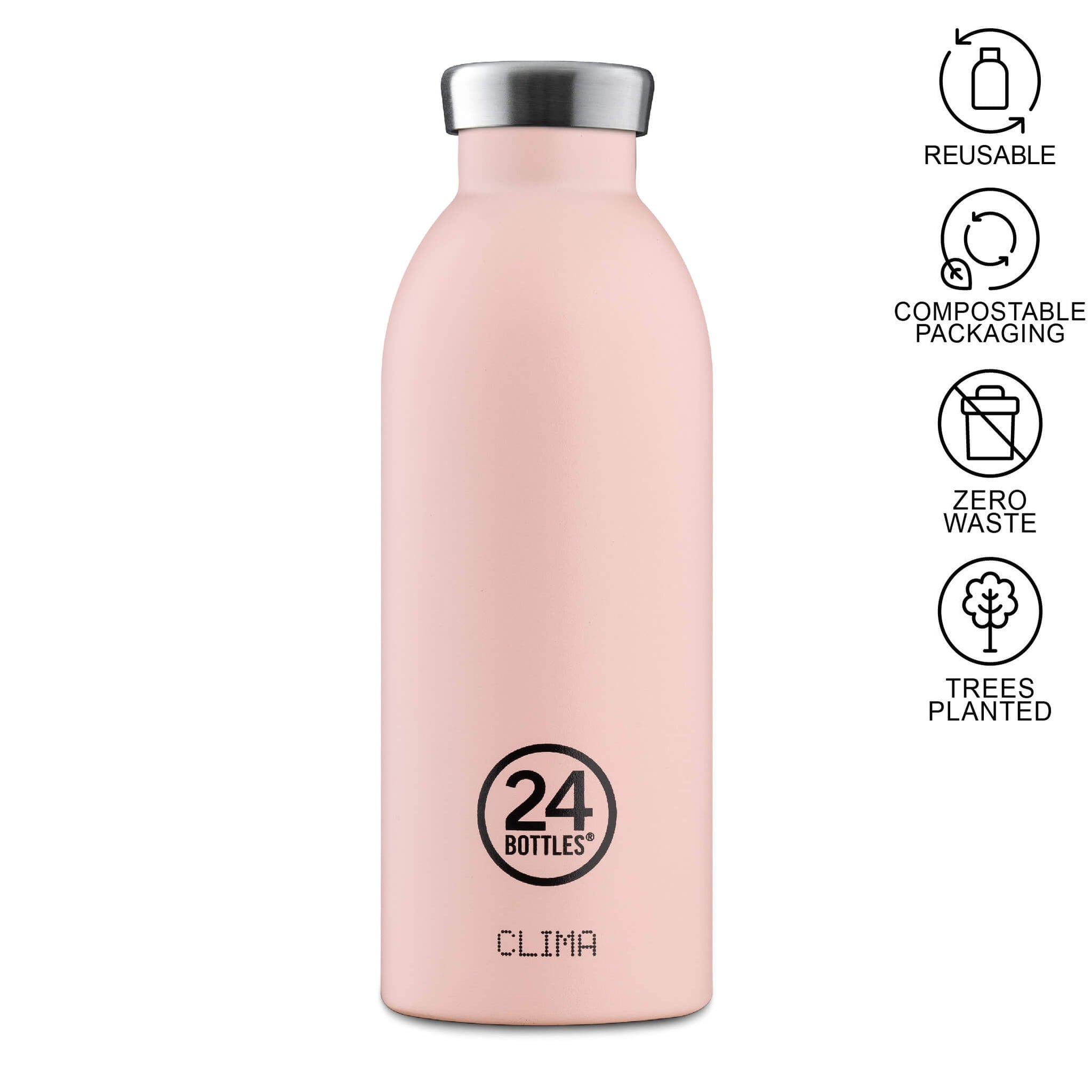 dusty pink 500ml clima water bottle 24 bottles