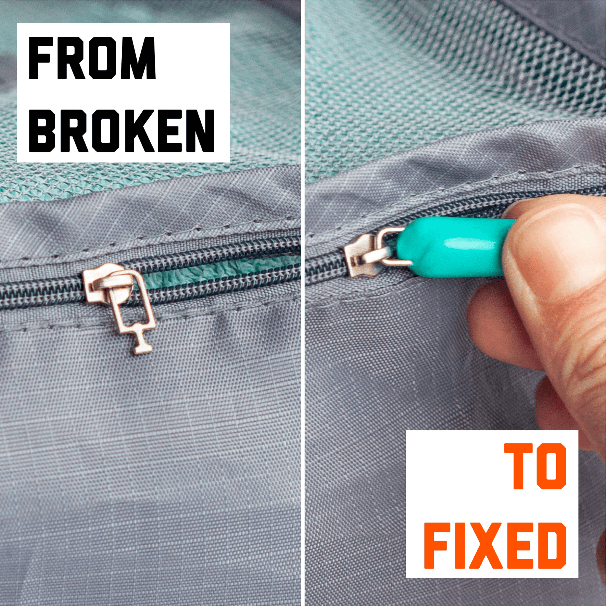 Example of FixIts use on a broken zip.
