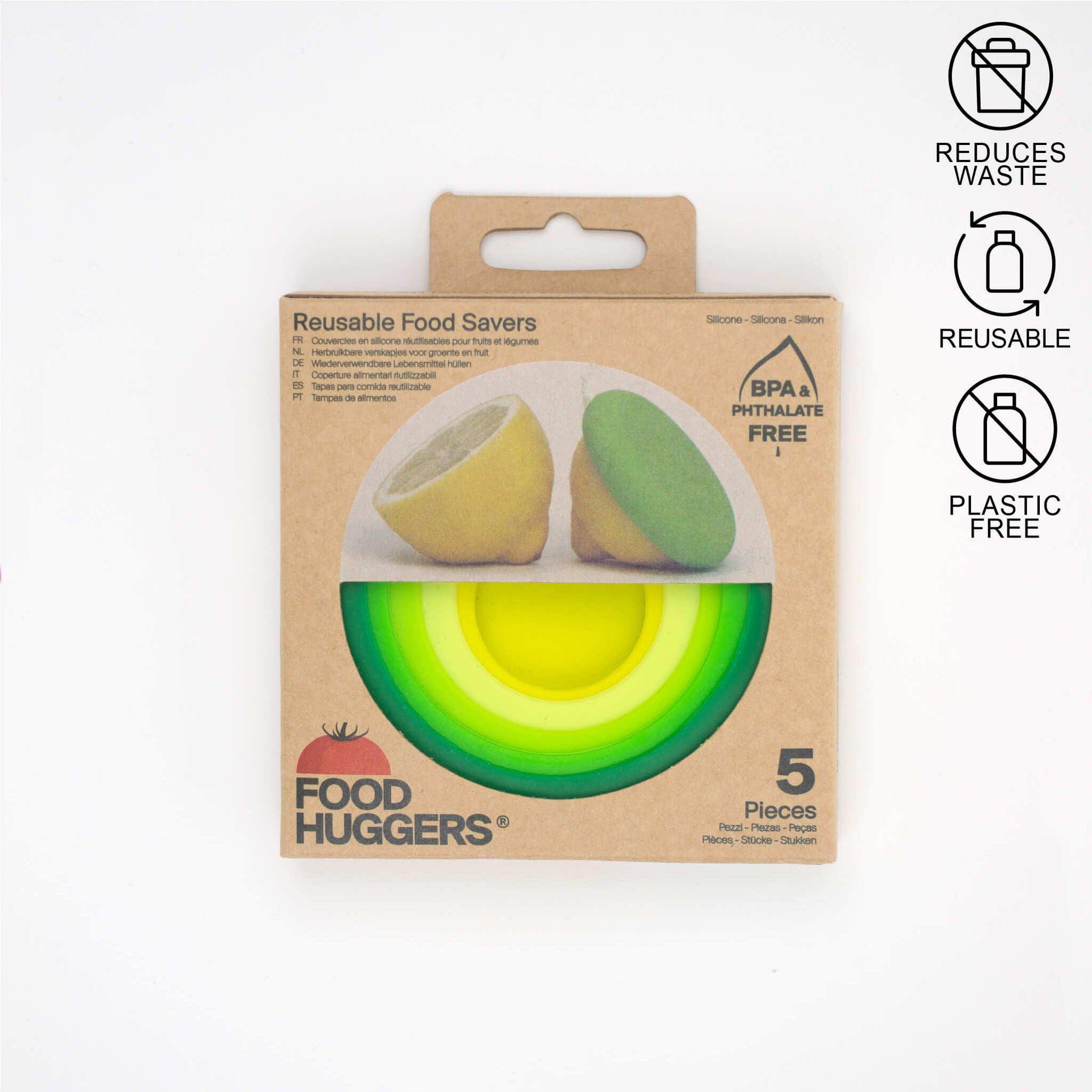 Food Huggers Green range in cardboard package.