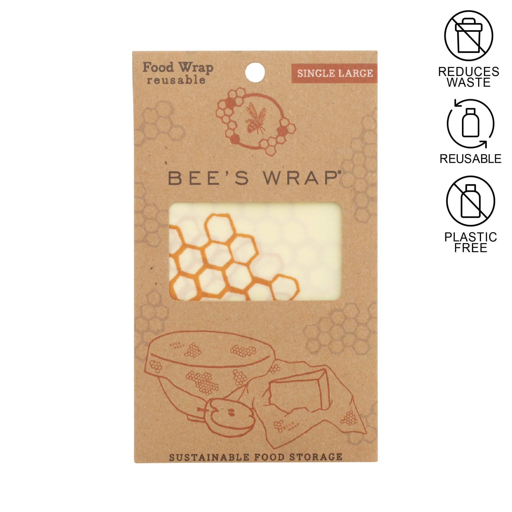 single large beeswax wrap inside of kraft packaging