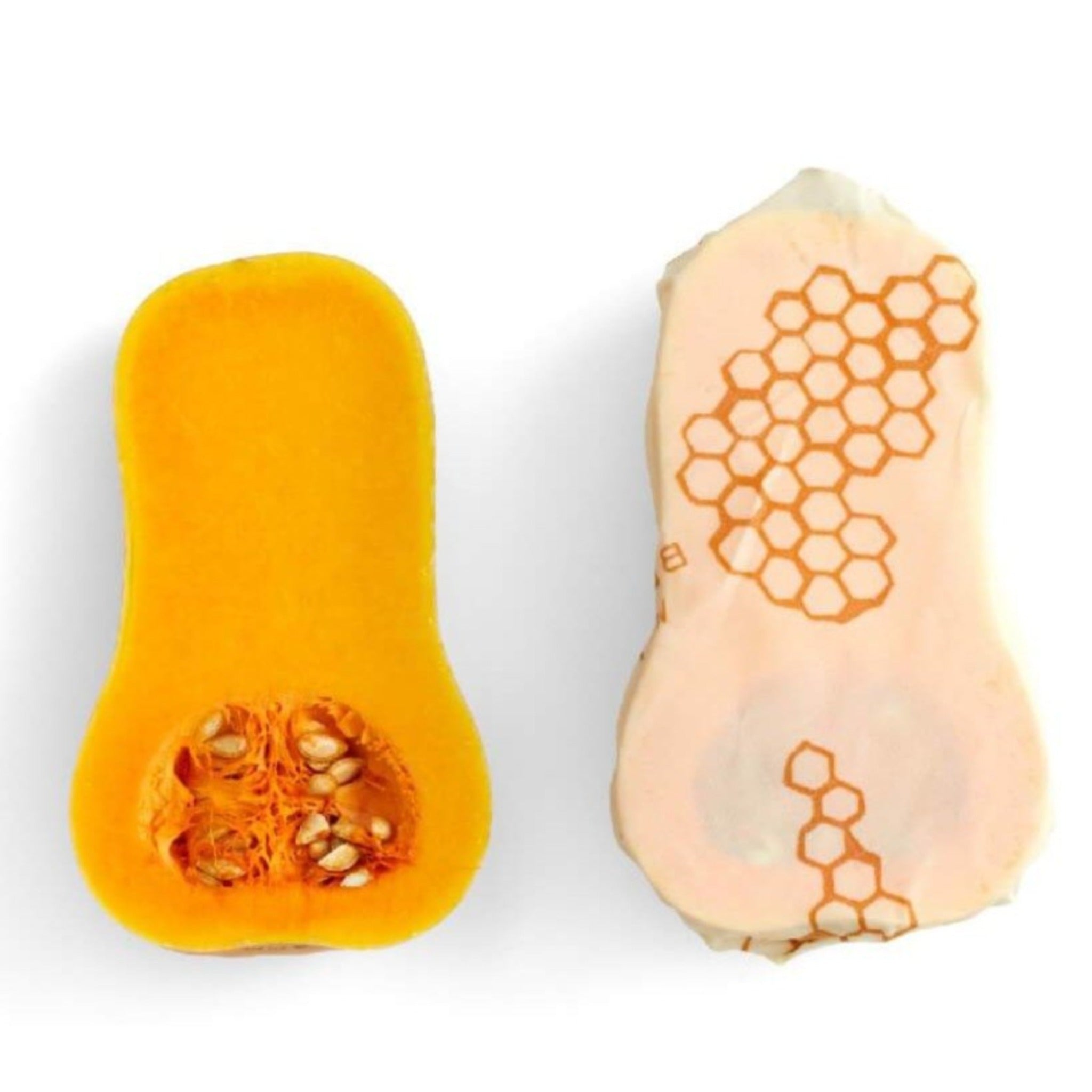 beeswax wrap in use overing squash vegetable