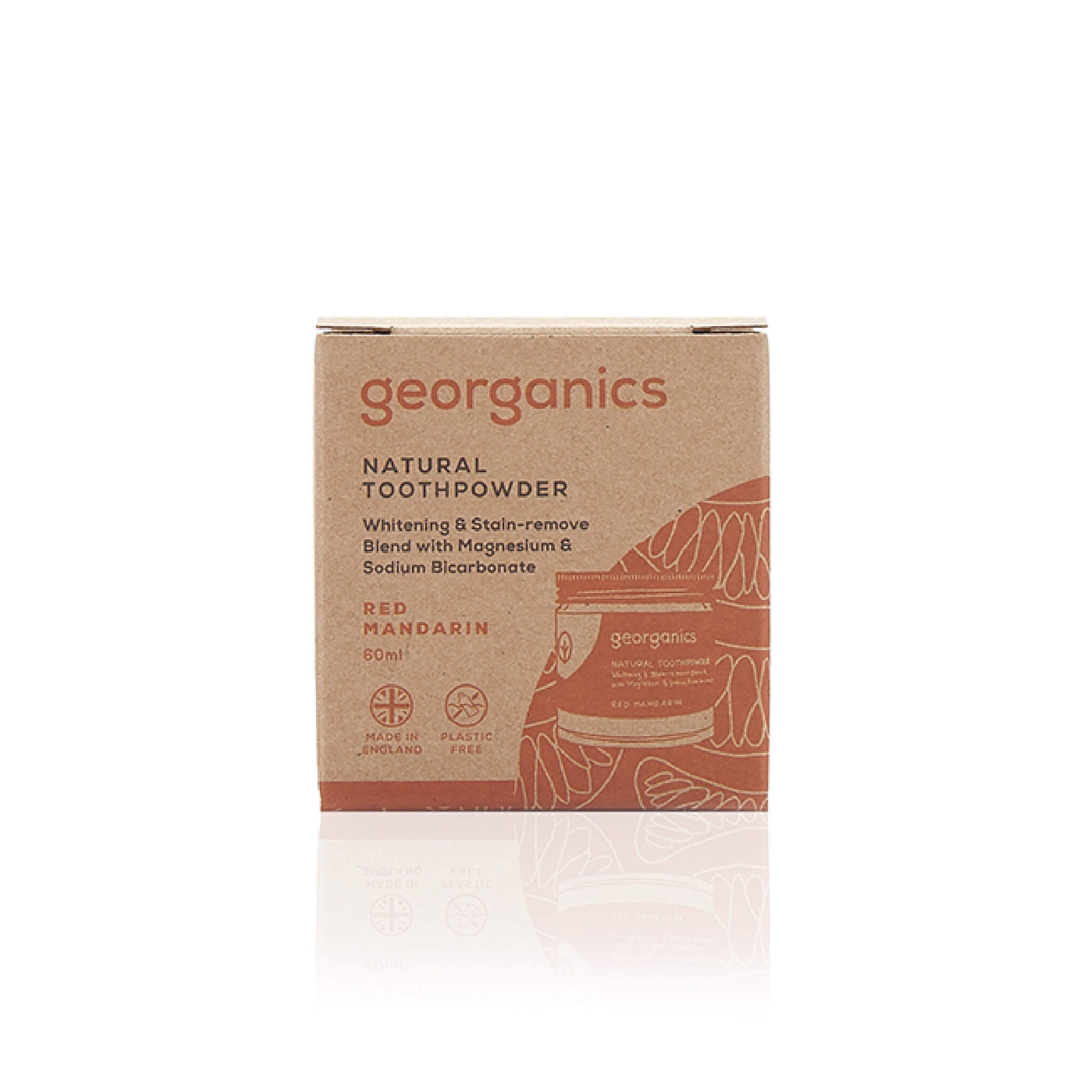 georganics jar of whitening tooth powder flavor packaging