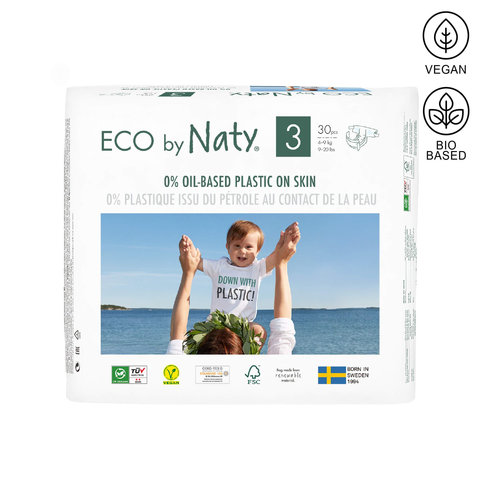 Eco by Naty Size 3 diapers package of 30 units.