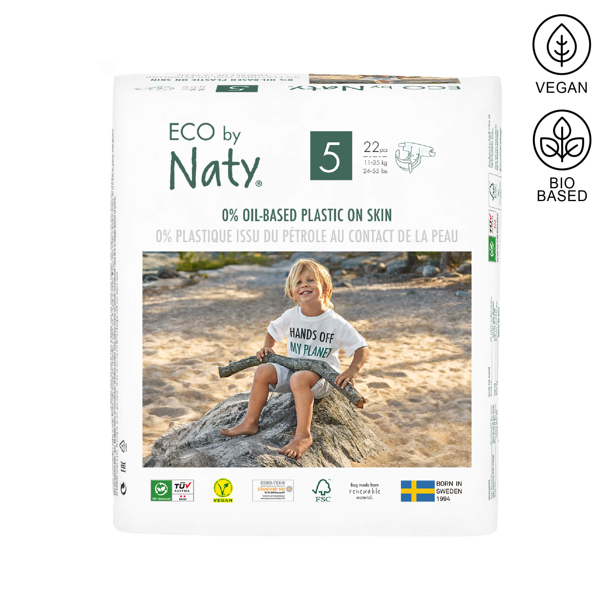 Eco by Naty Size 5 diapers package of 22 units.
