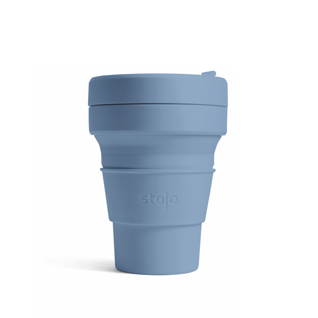 Vaso de silicona plegable Stojo de 12 onzas / 335ml de color azul