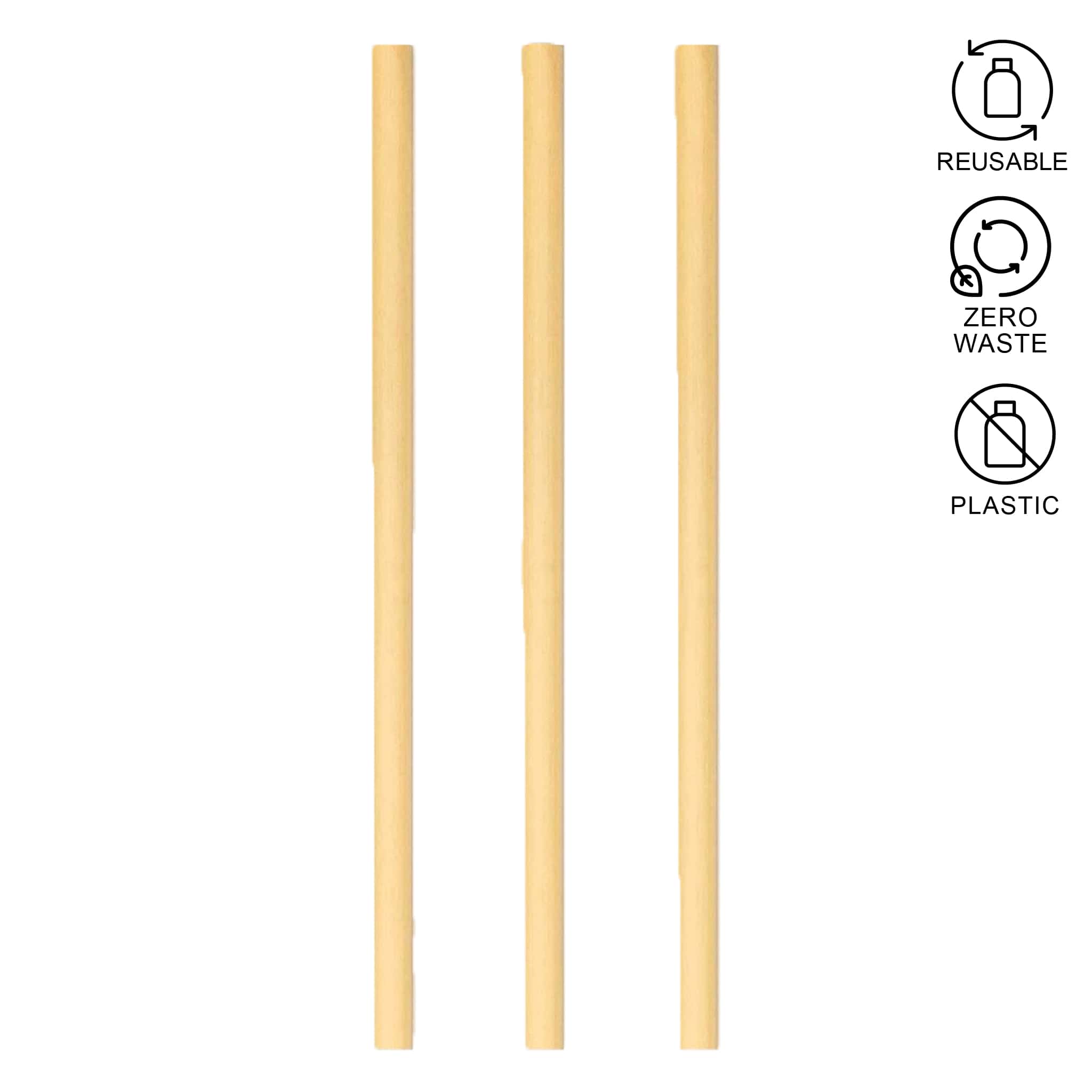 three long bamboo straws