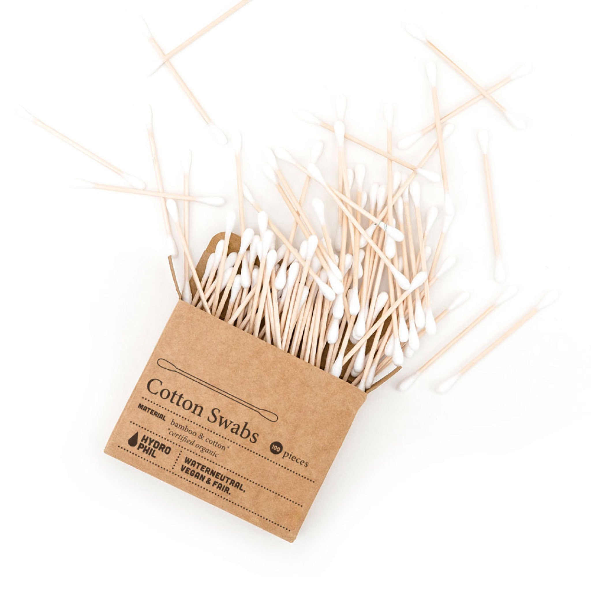 cotton swabs from hydrophil, open box with swabs spread out
